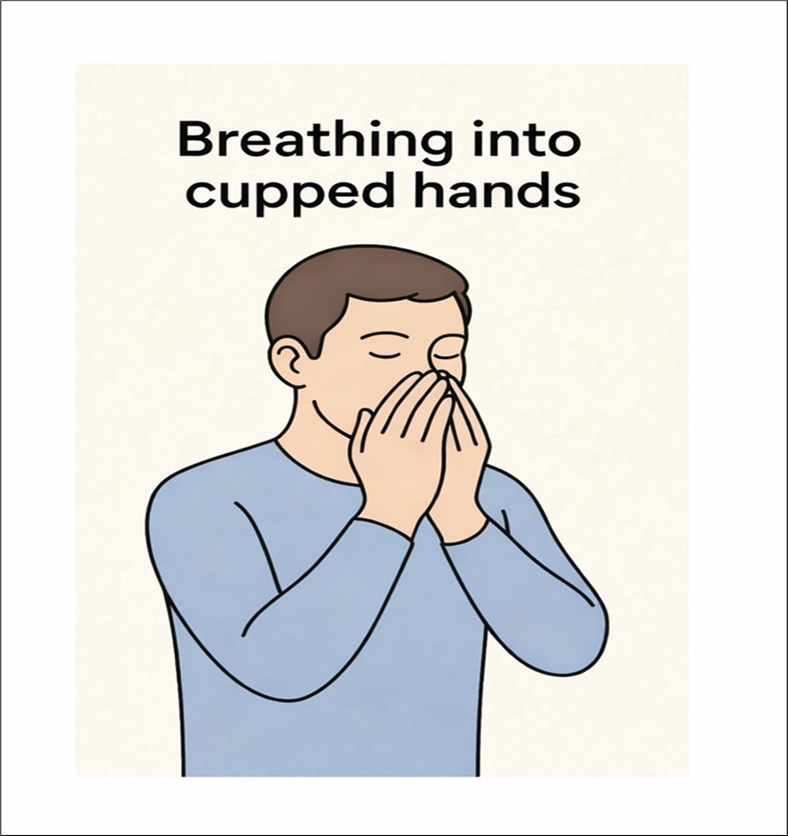 Exercise to help stop a Panic Attack: breathing into cupped Hands